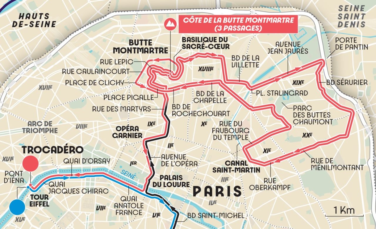 Parcours-montmartre-Cyclisme-sur-Route-JO Paris 2024